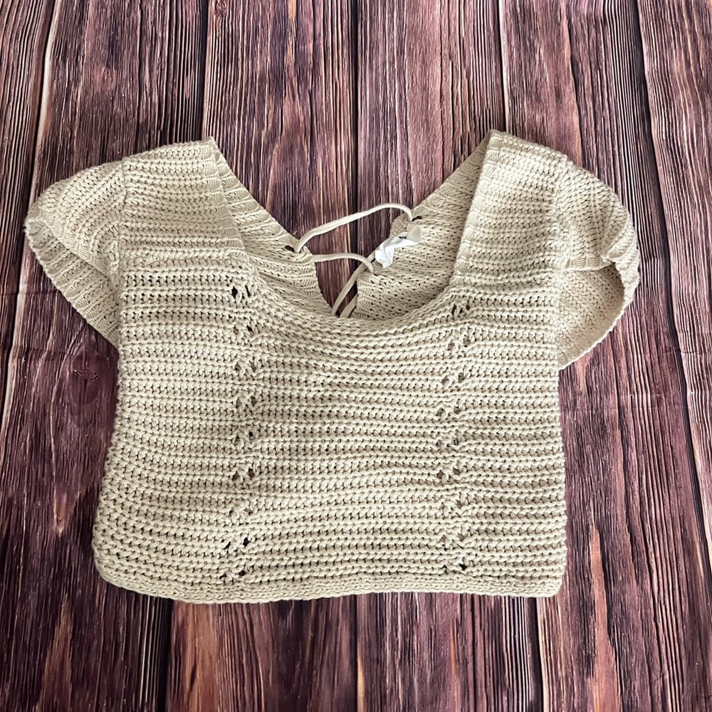 Cream Knit Crop Top